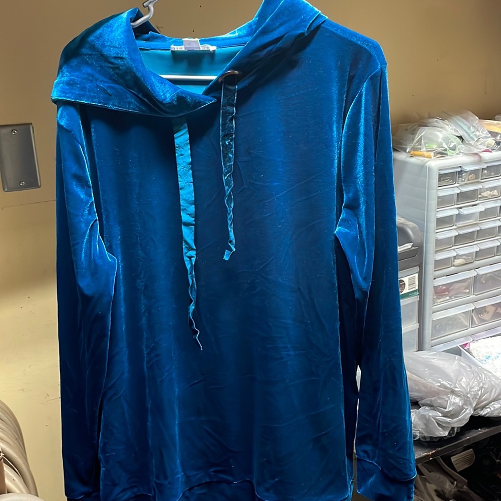 Velvety teal hoodie